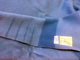 Vintage Heavy Thick Hudson ' s Bay England 4 - Point Blue Stripe Wool Blanket 75x90 5