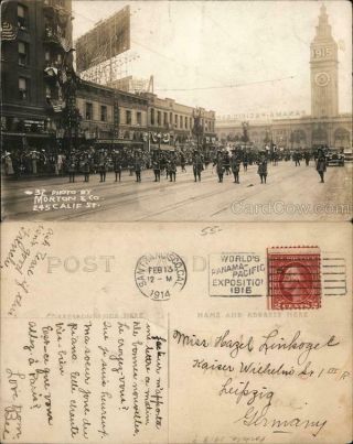 Rppc Morton & Co.  San Francisco,  Ca Portola Festival,  1914 At Ferry Building