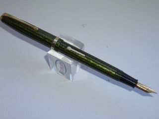 Vintage Conway Stewart Shorthand 85l Fountain Pen Green Herringbone Serviced.