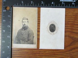 Possible Wisconsin Civil War Soldiers Cdv & Gem Tintype Photograph
