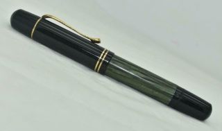 Vintage Pelikan 100n Fountain Pen Green Marbled Barrel Gold Trim