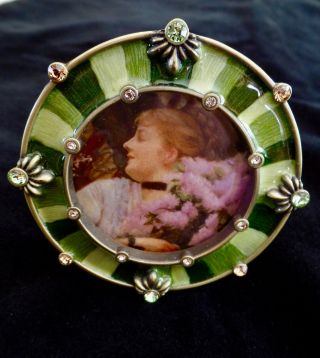 Jay Strongwater Small Frame 3 " In Green Enamel And Rhinestones