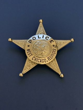 Antique Obsolete West Chicago,  Illinois Police Badge.  C.  H.  Hanson
