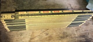 Vintage Lufkin X48 8 Ft Red End Extension Rule Wooden Folding Ruler Wood & Brass
