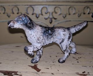 Mini Antique Cast Iron Pointer Setter Statue Dog Nic Nac Vintage Hubley ?