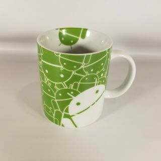 Very Rare Google Green Android Robot Character White Ceramic Coffee Mug Cup