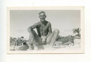 22 Vintage Photo Nude Soldier Man On The Beach Snapshot Gay