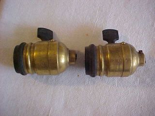 2 Rare Edison Geco Brass Socket Turn Knob Tiffany Handel Era Composite Insulator