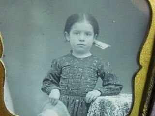 Little Girl Holding A Large Hat Daguerreotype Photograph
