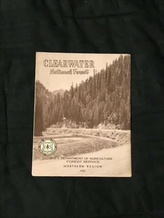 Vintage 1963 Clearwater National Forest Map Brochure 28 