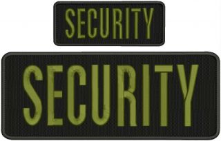 Security Embroidery Patch 4x10 And 2.  X5 Hook Od Green Letters