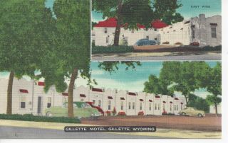 Postcard - Wy - Wyoming Gillette Motel Linen Unposted 2 Views