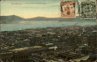 Hongkong Hong Kong China From Victoria Peak Postcard Stamps Cancels