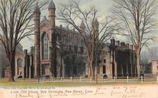 C22 - 3030,  Old Library Yale University,  Haven Ct.  Postcard.