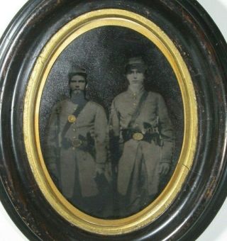 Civil War Armed Soldiers,  Full Plate Tintype,  Guns,  Buckles,  Hats,  Cresco Pa
