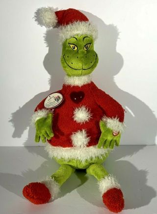 Dr Seuss 24” Grinch That Stole Christmas Hallmark Plush Light Up Heart Talking