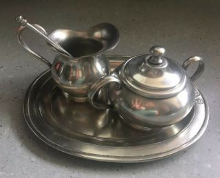 Cosi Tabellini Cream And Sugar Set - Handcrafted In Italy - Pewter