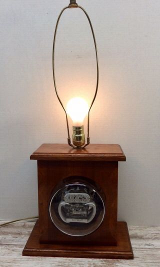 Vintage Retired Westinghouse Electric Power Meter Box Table Lamp Brown Wood Case