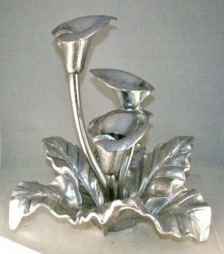 Arthur Court Calla Lily Vintage Aluminum Sculptural Signed Triple Candle Holder