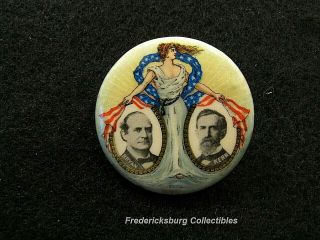 Very Rare 1908 William J.  Bryan - John Kern Campaign Pinback Button -