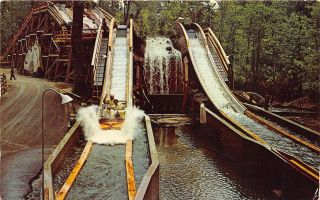 Cedar Point Sandusky Ohio 1960s Postcard Amusement Park Shoot The Rapids Ride