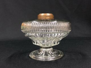 Unusual C.  1860 - 70’s Clear Glass Footed Wall/ Hanging No.  2 Size Oil Lamp Font Nr