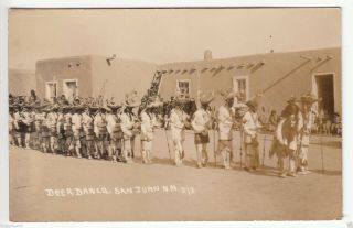 Rppc - San Juan,  Nm - Pueblo Indian Deer Dance - 1930s Era