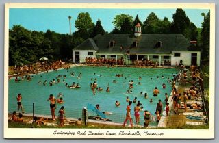 Postcard Clarksville Tn C1962 Dunbar Cave And Recreation Park Swimming Pool