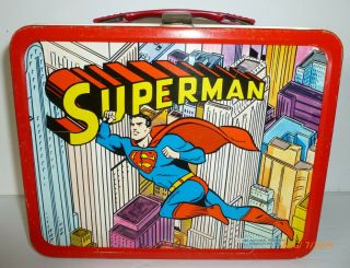 1967 Vintage Superman Metal Lunch Box - - King - Seeley