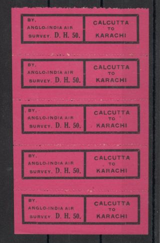 Indian Anglo India Air Label Sheet Calcutta Karachi Scarce J6320
