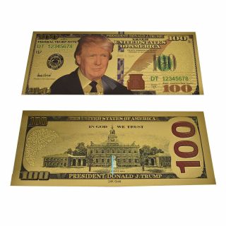 50pcs President Donald Trump Colorized $100 Dollar Bill Gold Foil Banknote