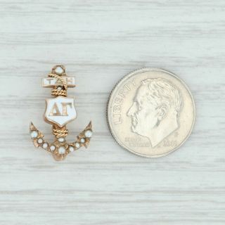 Delta Gamma Badge - 10k Yellow Gold Pearls Greek Anchor Sorority Pin 4