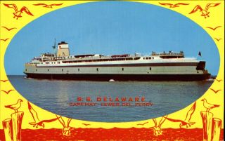 Ss Delaware Cape May Nj To Lewes Delaware Ferry Boat Nautical Seagull Border