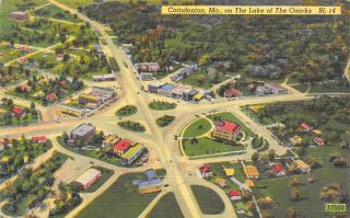 Camdenton Missouri Mo 1940s Postcard Aerial View Lake Of The Ozarks