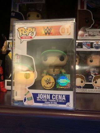 Funko Pop John Cena 01 Wwe Exclusive.  Green Hat Rare Blue Shorts In Hard Stack
