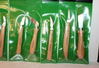 Vintage WOODCRAFT Set of 10 Wood Carving Tools Chip Hand Knives Chisels 6