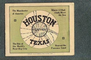 Houston Texas Souvenir Fold Out Picture Book - Circa 1910 Postcard Grade 4