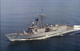 Uss Flatley Ffg - 21 Guided Missile Frigate Navy Military Ship 1980s Postcard