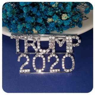 2 Great Trump 2020 Pins - Rhinestone Trump 2020 & Make America Great Again 2