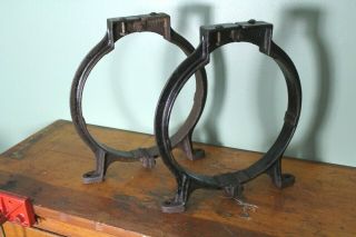 Vintage Cast Iron Legs Old Industrial Circular Unusual Coffee Table Cabinet Pair
