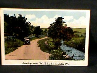 Greetings From Pa P.  C: Wheelerville,  W/car Pulled Up On Dirt Road Near River 