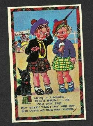 Scottish Humour Lad And Lass Postcard