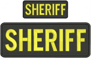 Sheriff Embroidery Patch 4x10 And 2x5 Hook On Back Gold