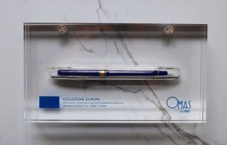 Omas Europa Blue Fountain Pen Limited Edition - 349/350 - In Lucite Display Box