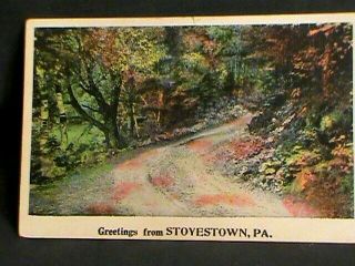 Greetings From Pa P.  C: Stoyestown,  Pa,  Dirt Road Through Forest 1920s