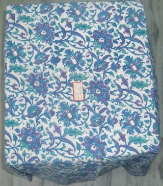 Indian Hand Floral Blue & White Block Print Round Table Cloth Cotton Table Cover