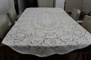 Vintage All Lace Tablecloth 60 X 86 Ivory Off White Oblong
