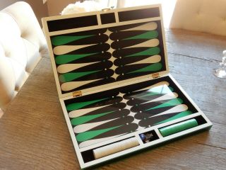 Jonathan Adler - Backgammon Set - Green And Black Collectors Board Game Rare