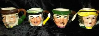 Old Vintage Miniature Toby Face Mug Cup Art Pottery Japan Set Of 4