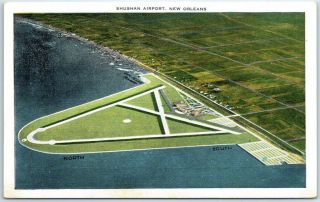 Orleans,  Louisiana Postcard Aerial View Of Shusan Airport Lakefront - Linen